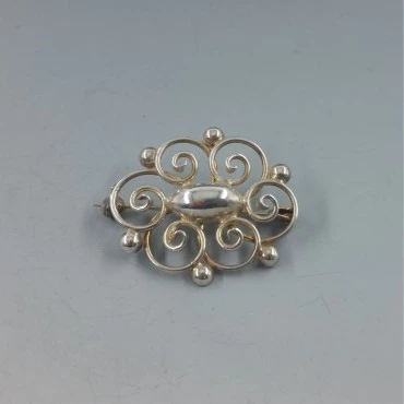 Danish Herman Siersbol Silver Floral Brooch