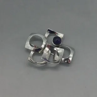 Andreas Daub Amethyst and Silver Brooch