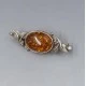 Amber and Silver Arts and Crafts Brooch