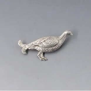 Grouse Bird Brooch in Sterling Silver