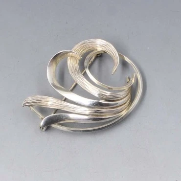 Sterling Silver Leaf Swirl Brooch