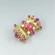 Pink Crystal and Pearl Flower Brooch