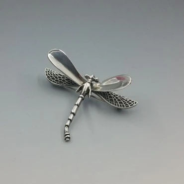 Flying Dragonfly Brooch in Sterling Silver