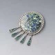 Mexico Silver Crushed Turquoise Brooch or Pendant