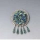 Mexico Silver and Crushed Turquoise Brooch or Pendant