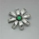 B. Munksgaard Denmark 1925 to 1937 Green Chrysoprase and Silver Modernist Brooch