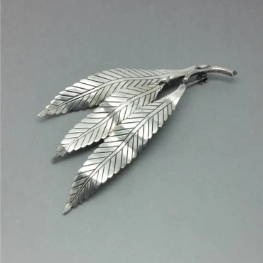  Danish Silver Anton Michelsen Vintage Modernist Silver Leaf  Brooch