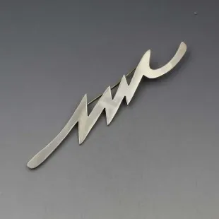 Large MEXICO Lightening Bolt Silver Brooch