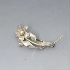 John Lauritzen Silver Flower Brooch