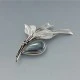  Hematite and Sterling Silver Floral Brooch 