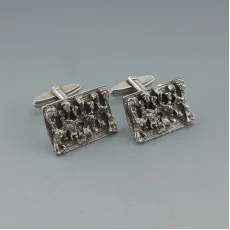 Modernist Textured 835 Silver Cufflinks