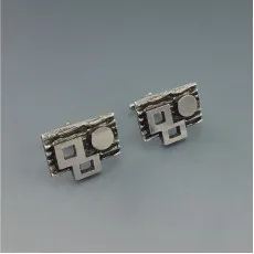Geometric Modernist 835 Silver Cufflinks