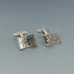   Modernist Rectangular Sterling Silver Cufflinks