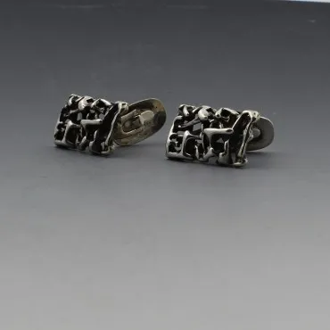 Studio Else and Paul Sterling Silver Modernist Cufflinks