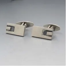 NE From Silver Rectangular Cufflinks