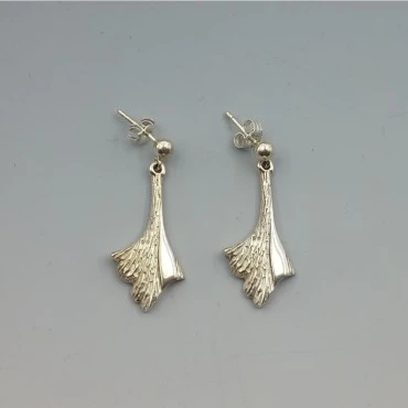Silver Textured Drop Earrings