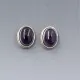 Amethyst Silver Oval Stud Earrings