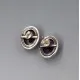Amethyst Silver Oval Stud Earrings