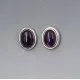 Amethyst Silver Oval Stud Earrings