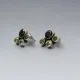 Peridot, Smokey Topaz, Silver Stud Earrings