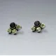 Peridot, Smokey Topaz, Silver Stud Earrings