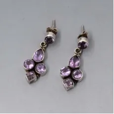 Amethyst and Silver Earrings