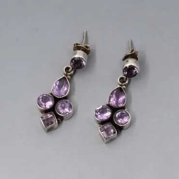 Amethyst and Silver Earrings