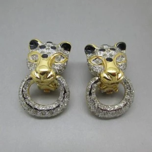 Vogue Bijoux Crystal Panther Earrings