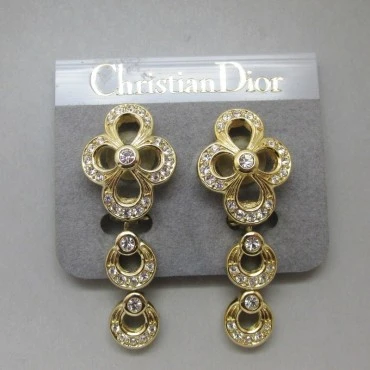 Vintage Dior Crystal Flower Earrings