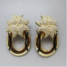 Grosse Vintage Crystal Flower Earrings