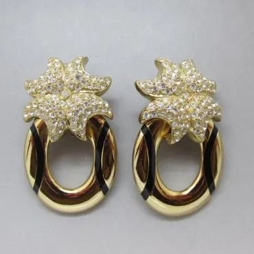 Grosse Vintage Crystal Flower Earrings