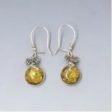 Amber and Sterling Silver Fairy Earrings