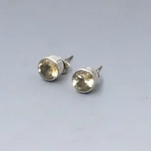 Citrine Silver Stud Earrings
