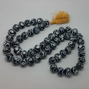 Venetian Murano Beads with Black and White Design