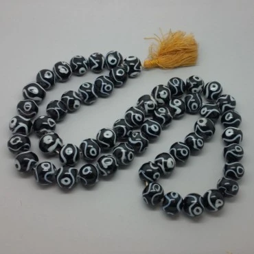 Venetian Murano Beads with Black and White Design