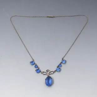 Art Deco Blue Crystal Necklace