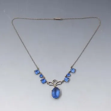 Art Deco Blue Crystal Necklace