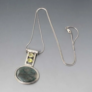Dendritic Agate and Silver Pendant