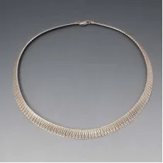 Textured Silver Italian Fringe Necklace