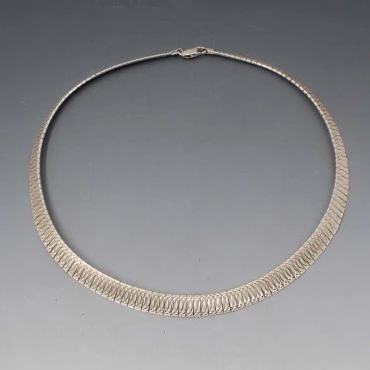 Textured Silver Italian Fringe Necklace