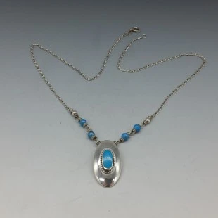 Turquoise and Sterling Silver Eclipse Necklace