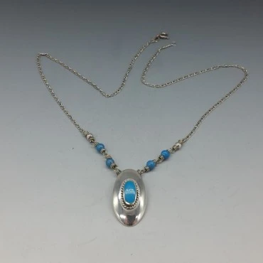 Turquoise and Sterling Silver Eclipse Necklace