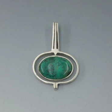 Solid Chrysocolla and Sterling Silver Pendant