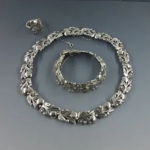 Bernard Instone Sterling Silver Necklace, Bracelet and Ring Jewellery Set