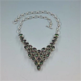 Mystic Topaz and Sterling Silver Statement Necklace