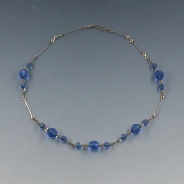 Art Deco Blue Glass Bead Necklace