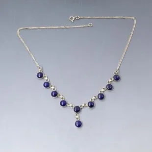 Blue Lapis Lazuli and Silver Necklace