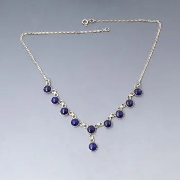Blue Lapis Lazuli and Silver Necklace
