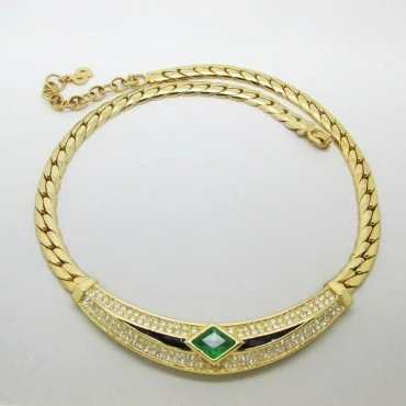  Dior green crystal necklace