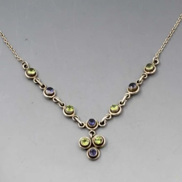 Peridot, Iolite, and Sterling Silver Necklace